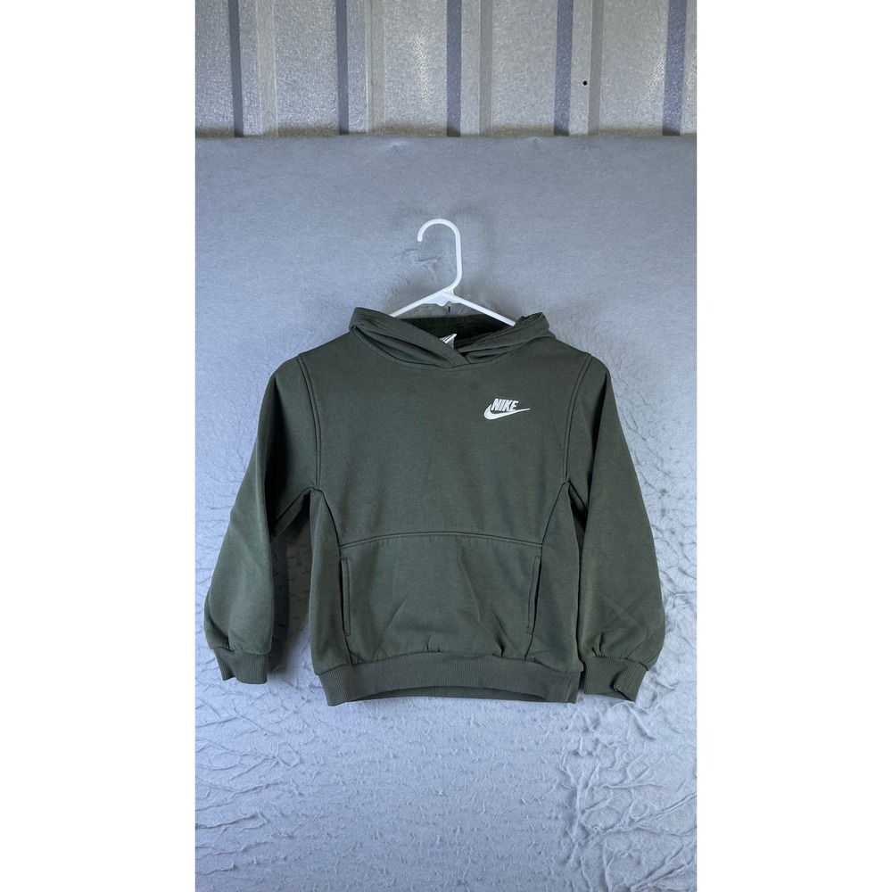 Nike Hoodie Kids Size 7 Green Excellent Pullover Fleece Logo Sweatshirt